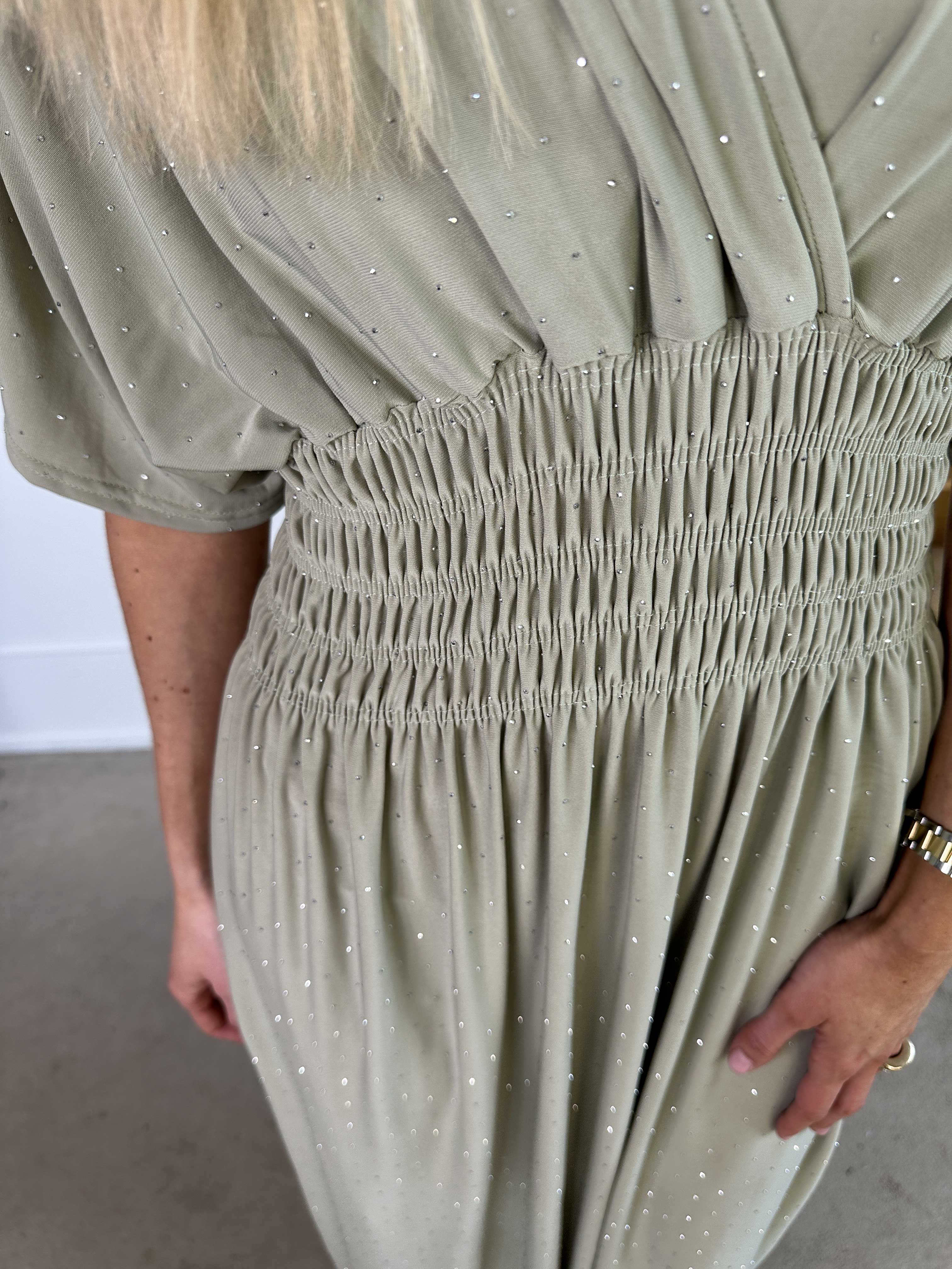 Pams Crystal - Lang elastisk kjole med similisten